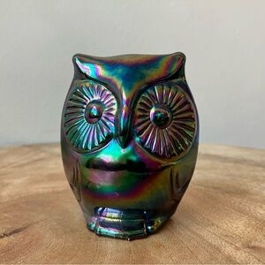 Fenton | Amethyst Carnival Glass Owl Figurine / Paperweight